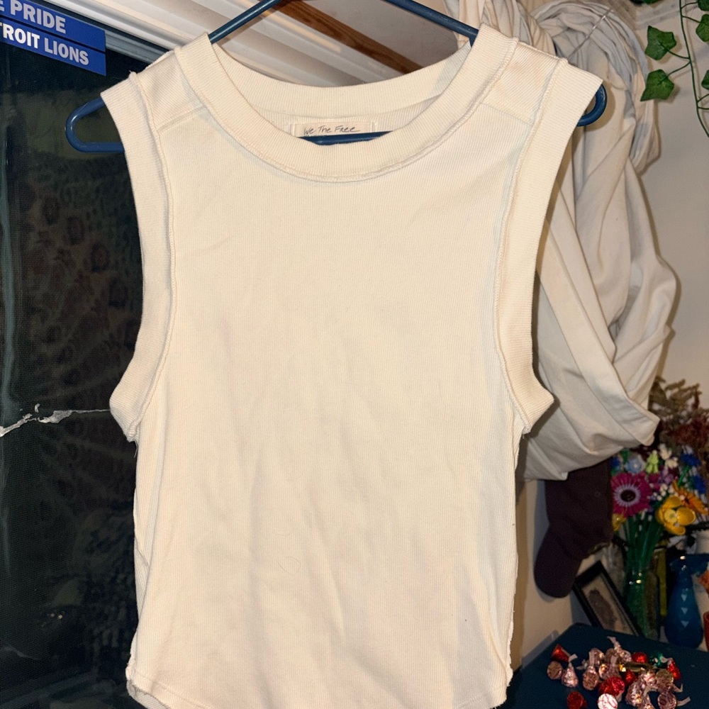 We The Free Cream Muscle Tee Tank Top